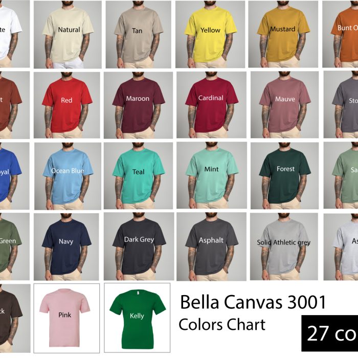 Charte de couleurs Bella Canvas 3001 Charte de couleurs Bella Canvas 3001