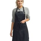 elegant bib apron with central pocket detail
