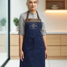 Bib Apron with Pocket and Faux Leather 3 colors