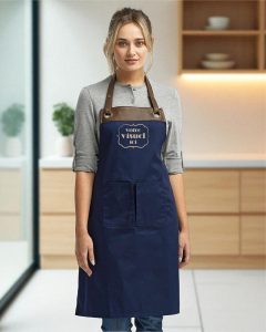 Bib Apron with Pocket and Faux Leather 3 colors
