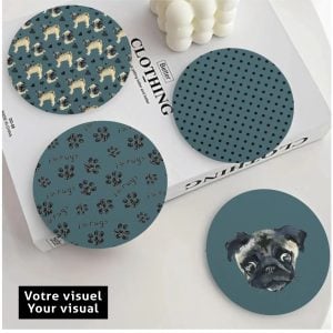 4 Designs Personalzed Round Ceramic Coasters 4 Pcs