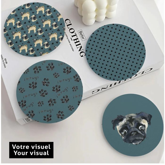 4 Designs Personalzed Round Ceramic Coasters 4 Pcs