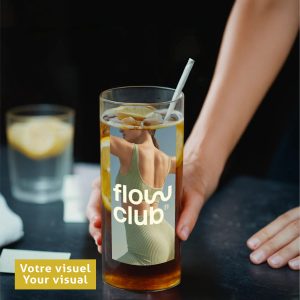 Cylinder glass cup with logo