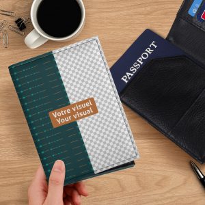 Leather Passport Case Business Name ID Card Holder