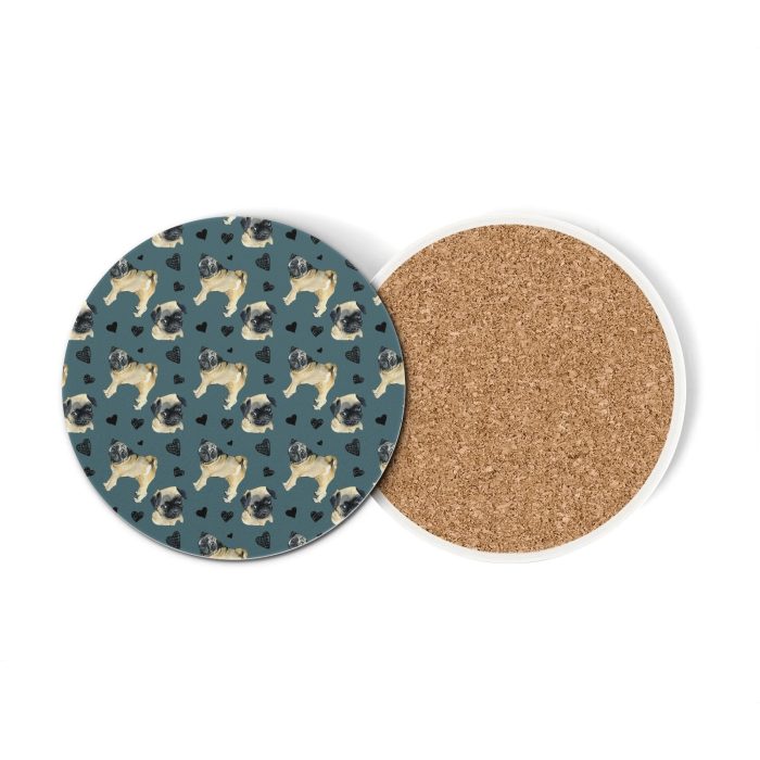 set of four round ceramic coasters
